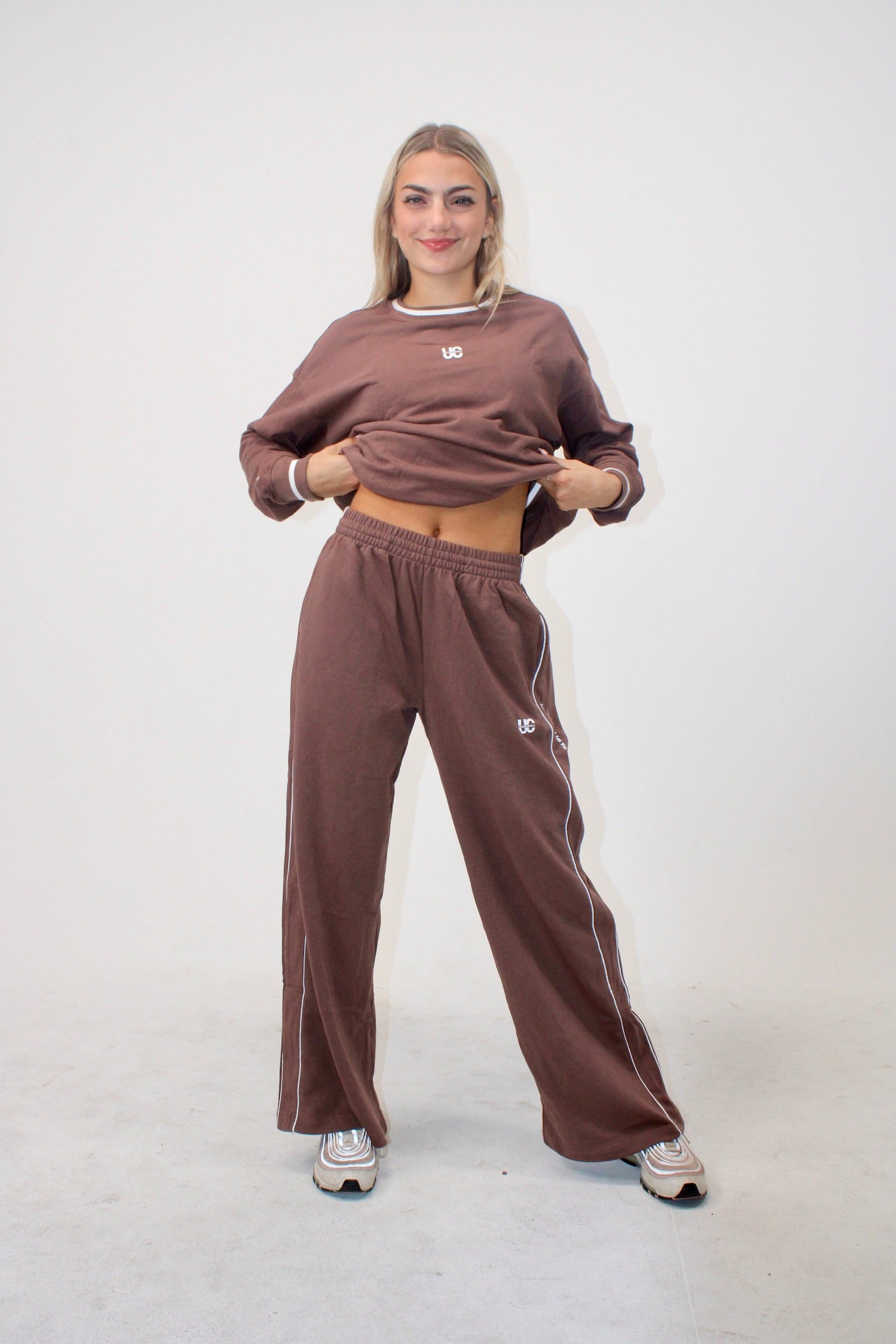 She Believed Wide-legged Sweatpants: Brown