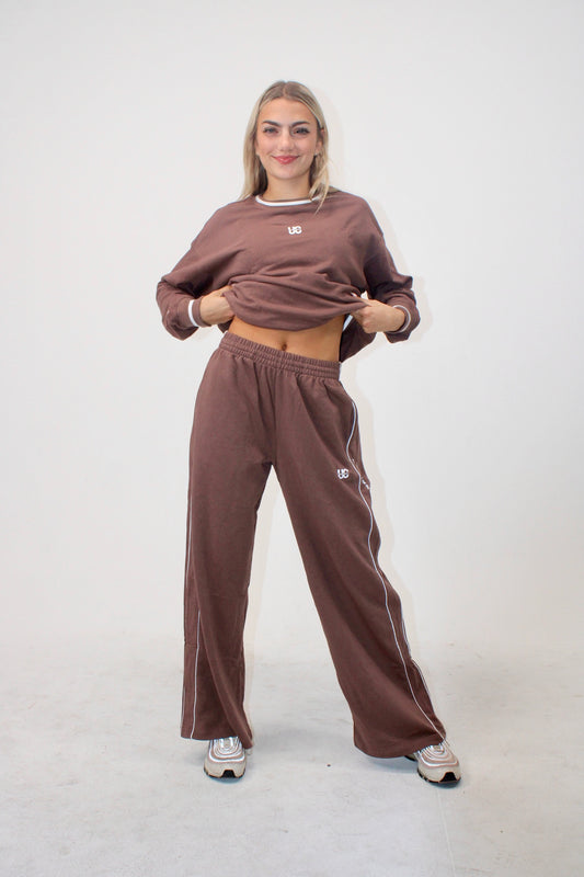 She Believed Wide-legged Sweatpants: Brown