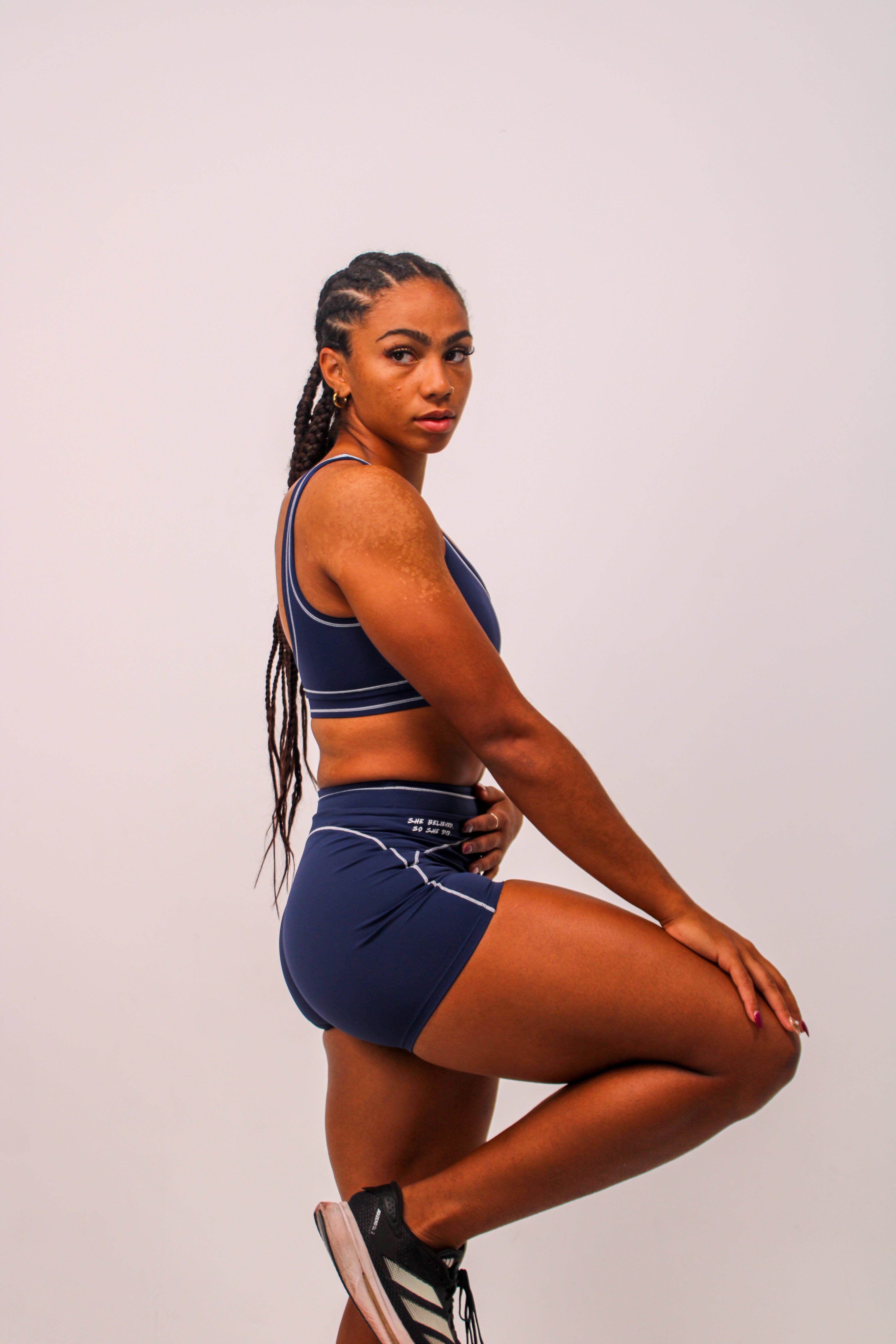 She Believed Shorts: Navy Blue