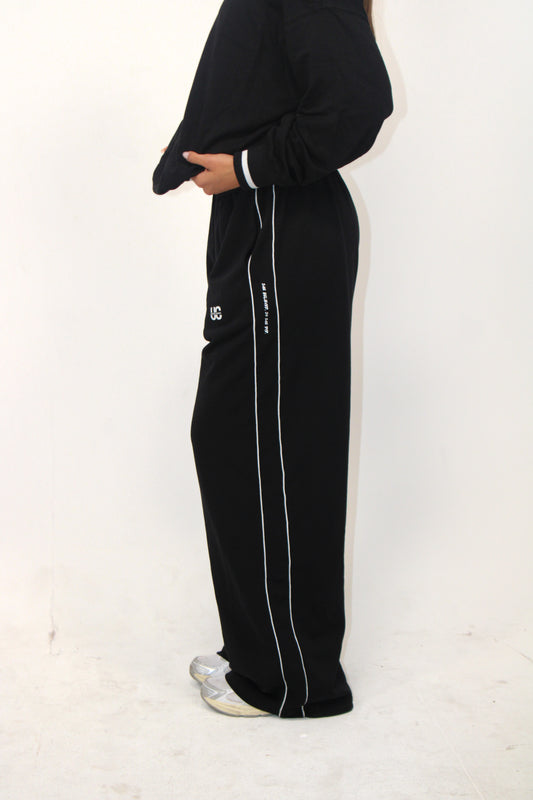 She Believed Wide-legged Sweatpants: Black 5 (PREORDER)