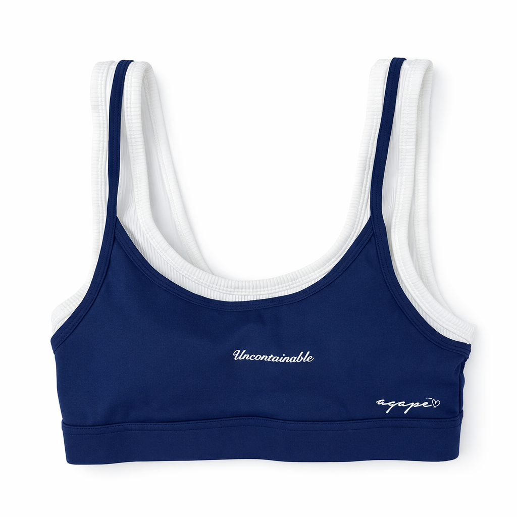 AGAPE Layered Sports Bra – NAVY