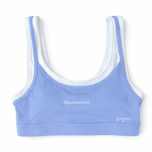 AGAPE Layered Sports Bra – POWDER BLUE
