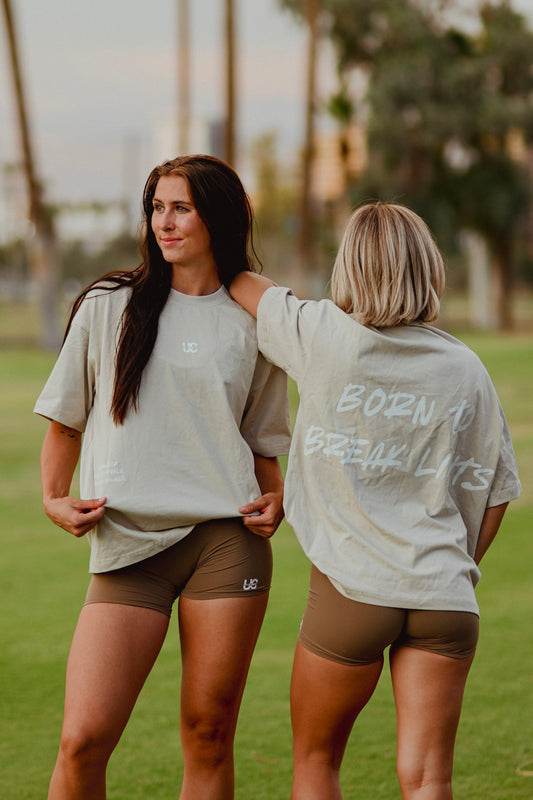 Oversized tee (latte): Born to Break Limits