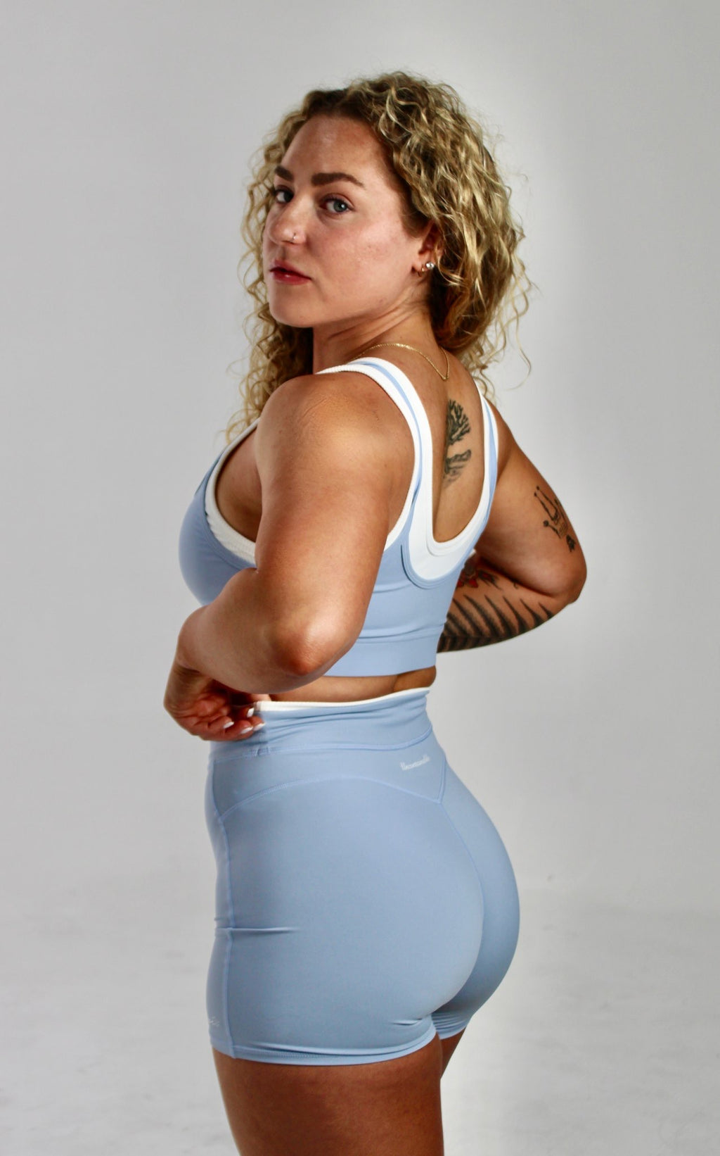 AGAPE Performance Shorts – POWDER BLUE