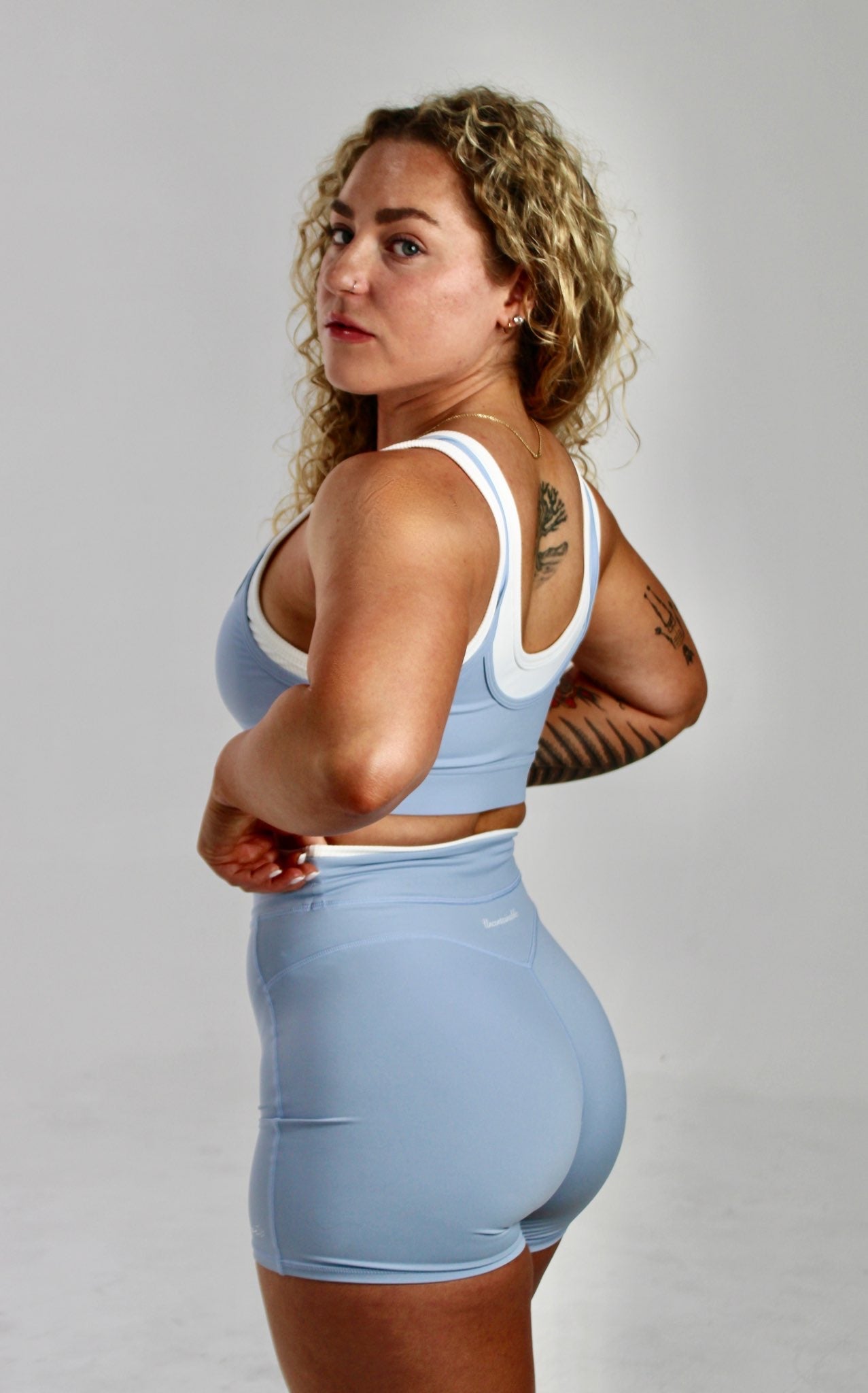 AGAPE Performance Shorts – POWDER BLUE