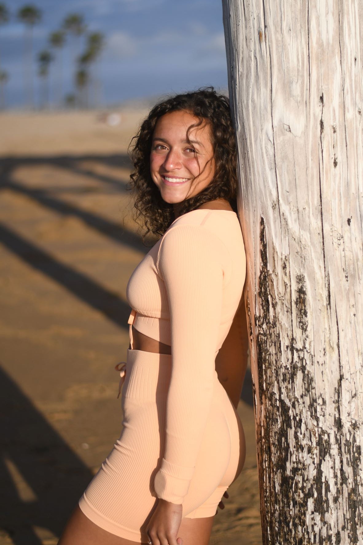 Shoelace Long Sleeve Crop- Tangerine